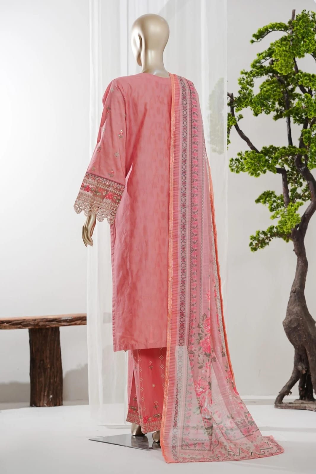 BINSAEED JAQUARD 3PC EMBROIDED STICHED NEW ARTICLE