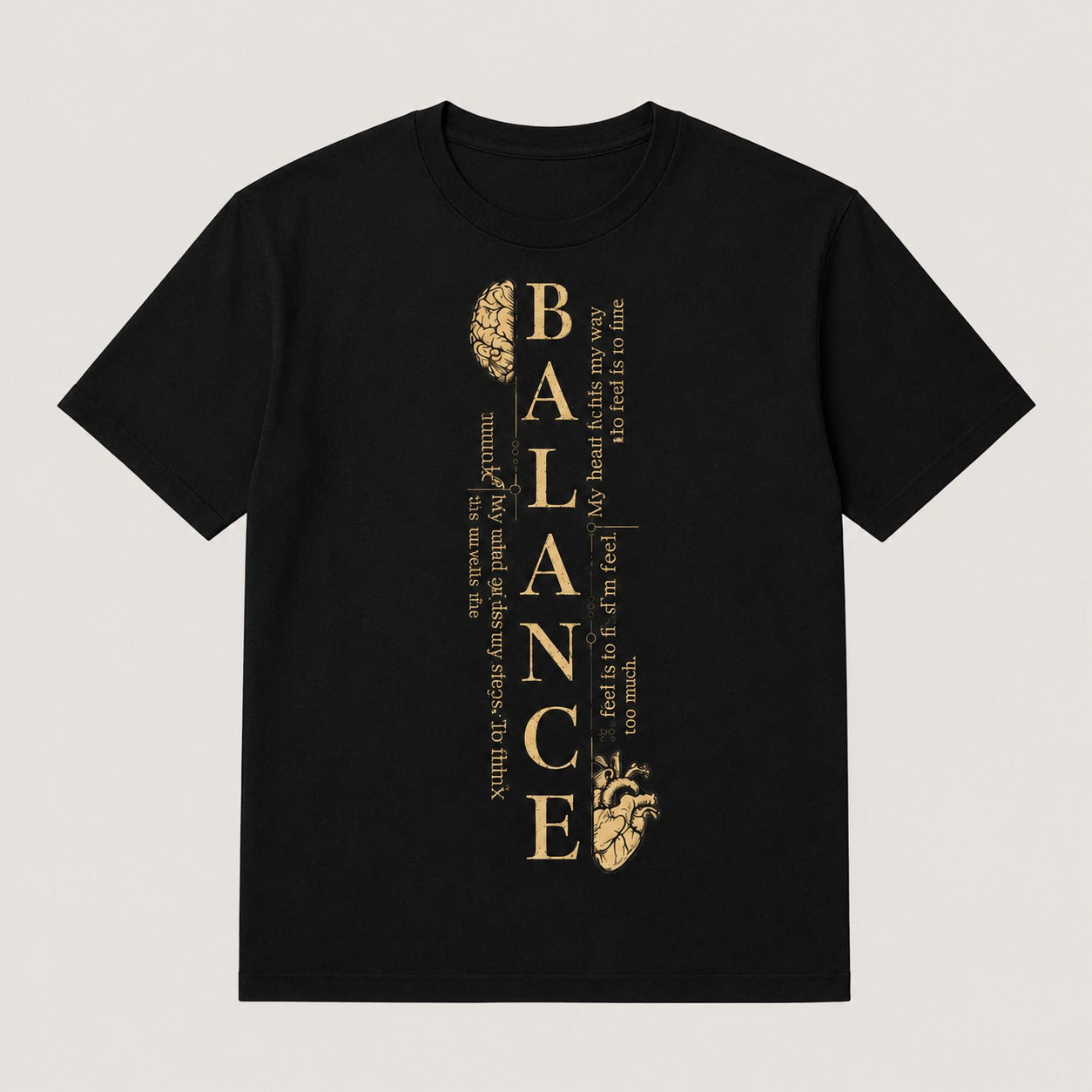 Balance Typography Graphic Printed Black T-Shirt