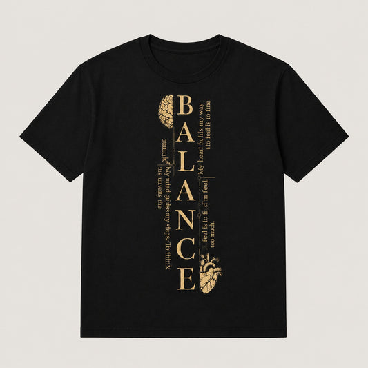 Balance Typography Graphic Printed Black T-Shirt