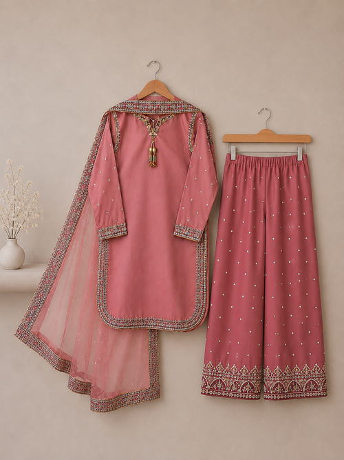 Blush Pink Embroidered Suit