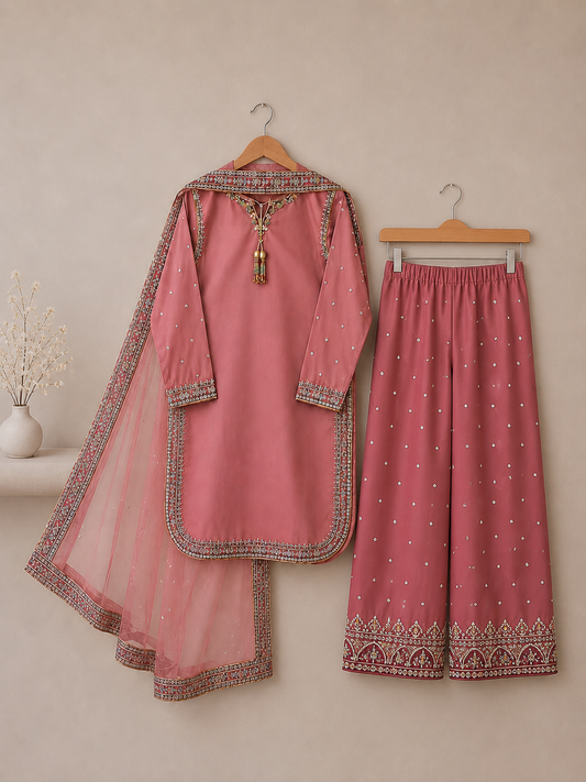 Blush Pink Embroidered Suit