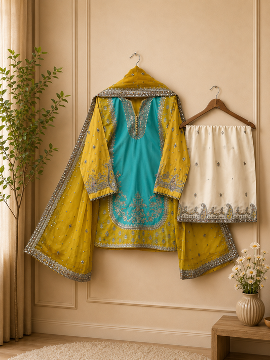 STITCHED LAWN FORMALL Collection (yellow & blue)
