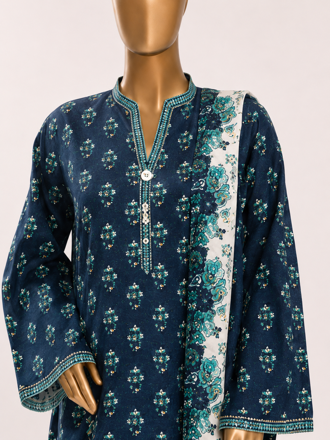 STITCHED PRINTED LAWN 3 PC NEW FARSHI SHALWAR ARTICLE