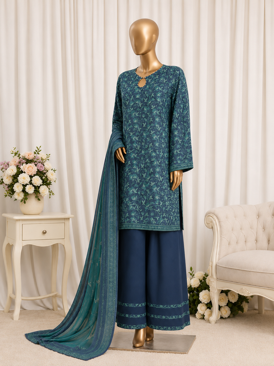 STICHED 3PC PRINTED LAWN farshi shalwar  ARTICLE