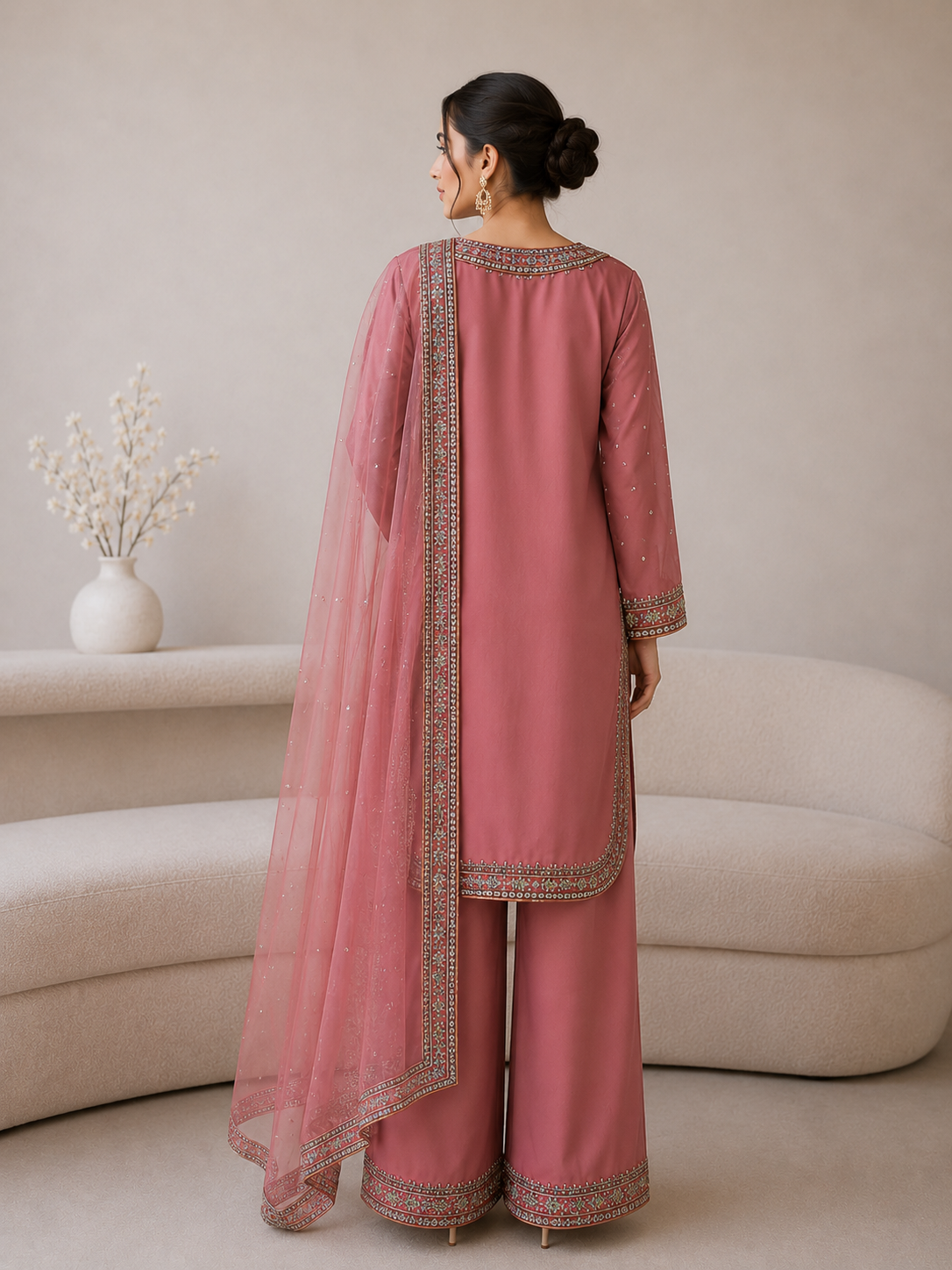 Blush Pink Embroidered Suit