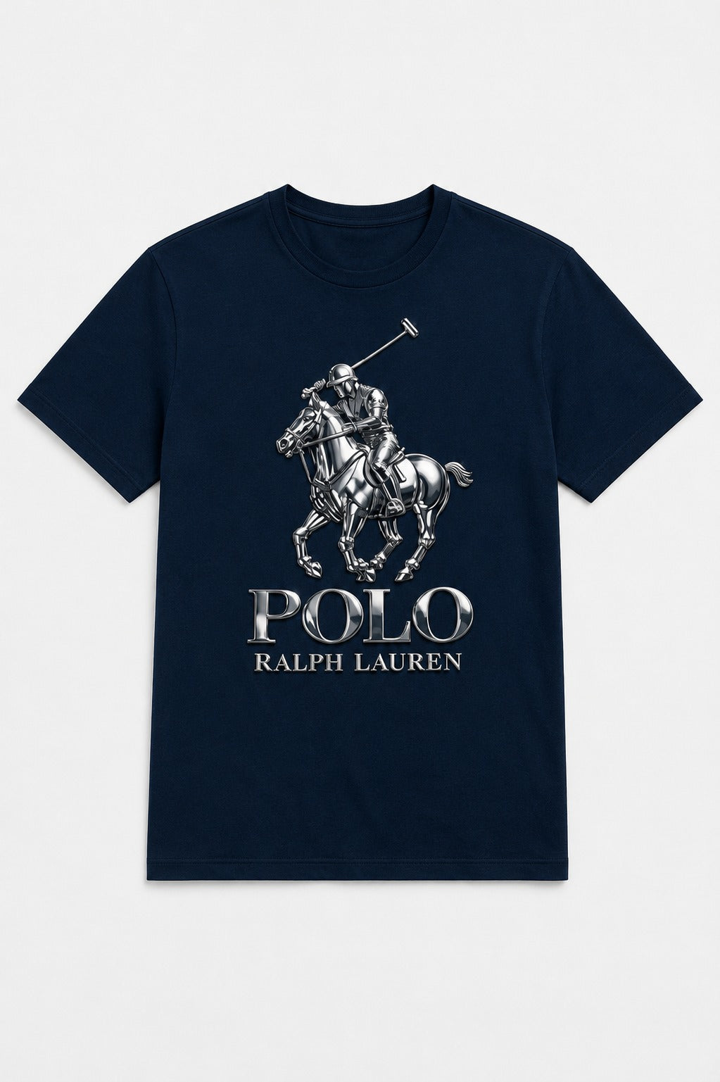 Polo Ralph Lauren Silver Rider Logo Navy Blue T-Shirt