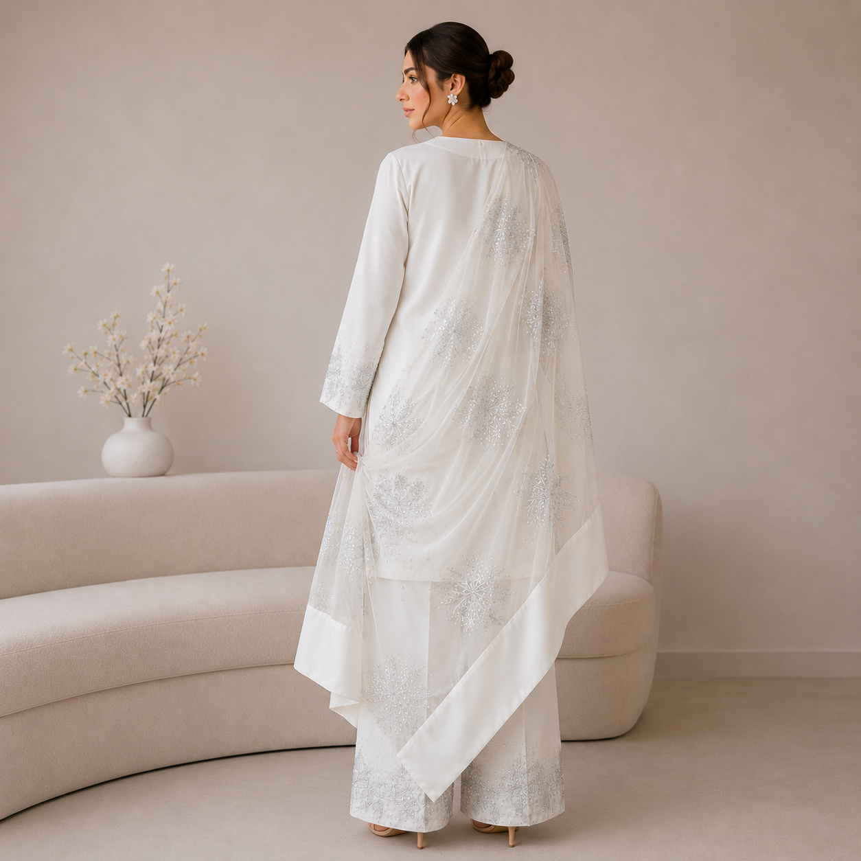 Elegant White Embroidered Suit