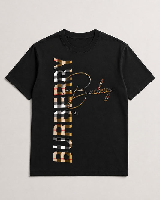 Burberry Inspired Luxury Black Graphic T-Shirt