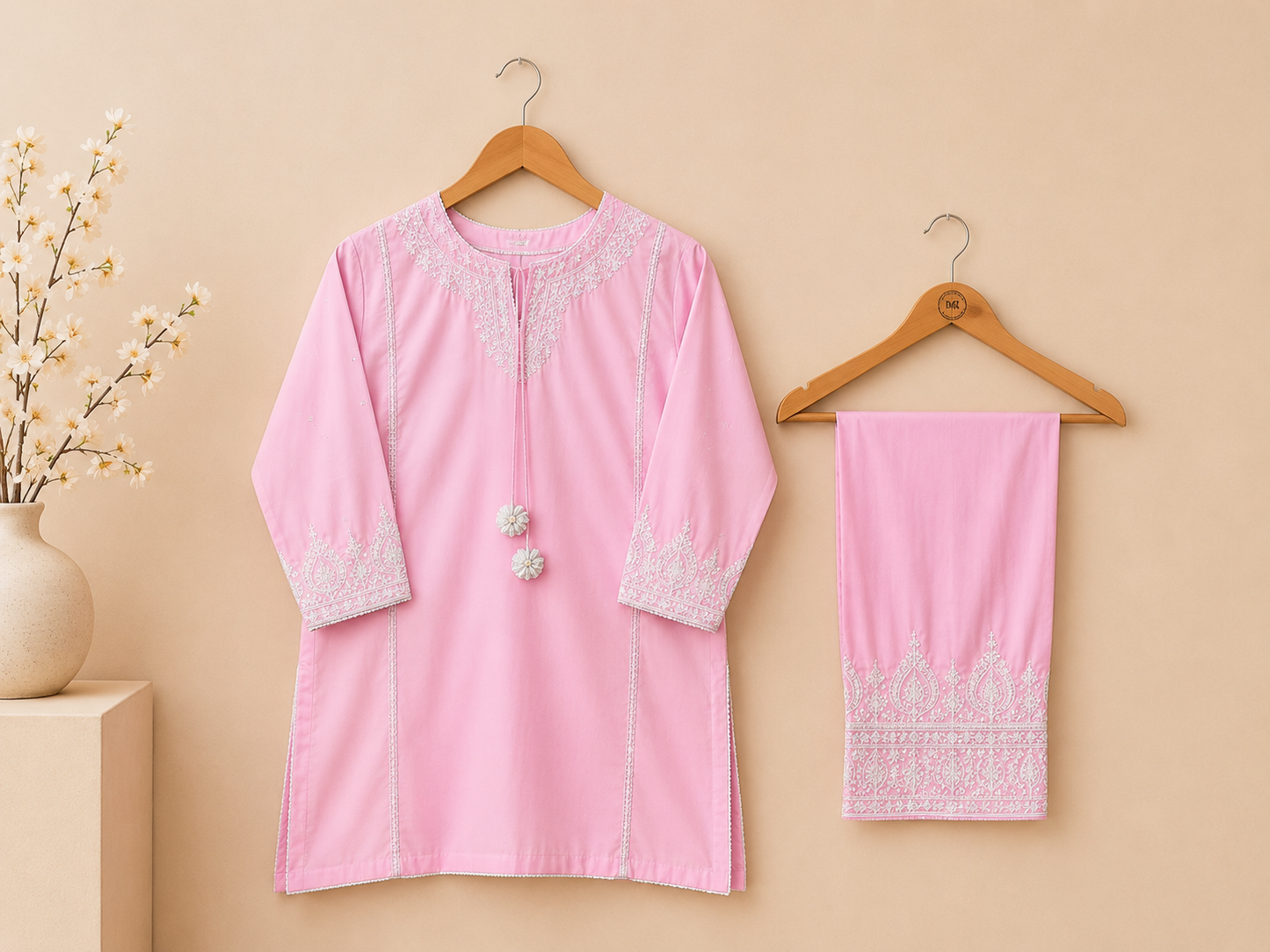 Blush Pink Embroidered 2 Piece Suit