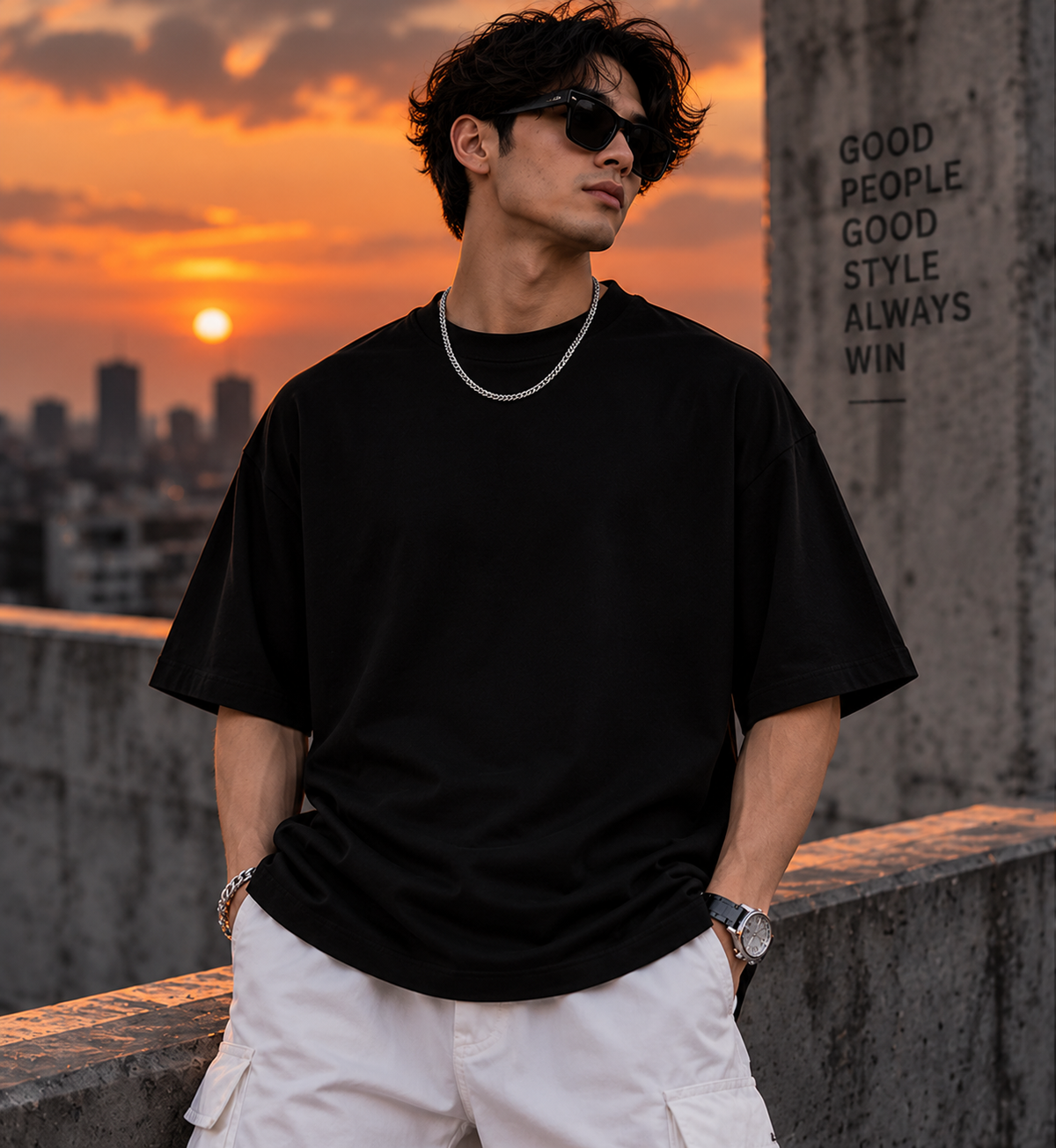 Silent Statement Oversized T-Shirt – Black