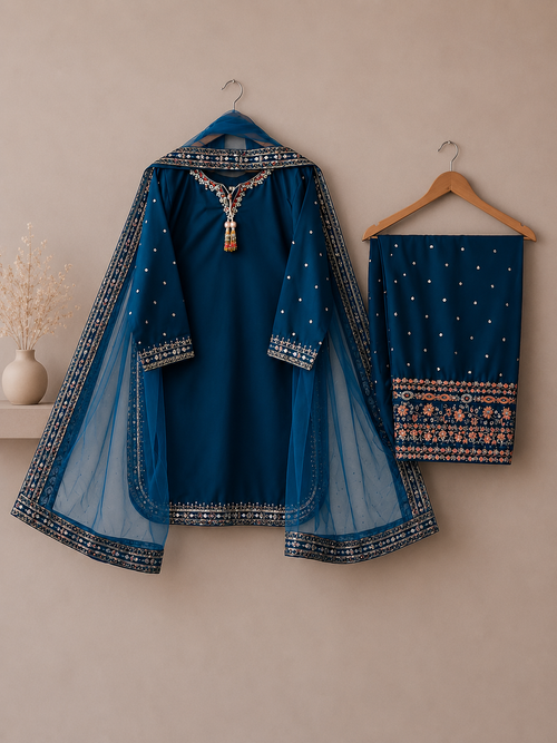 Royal Blue Embroidered Suit