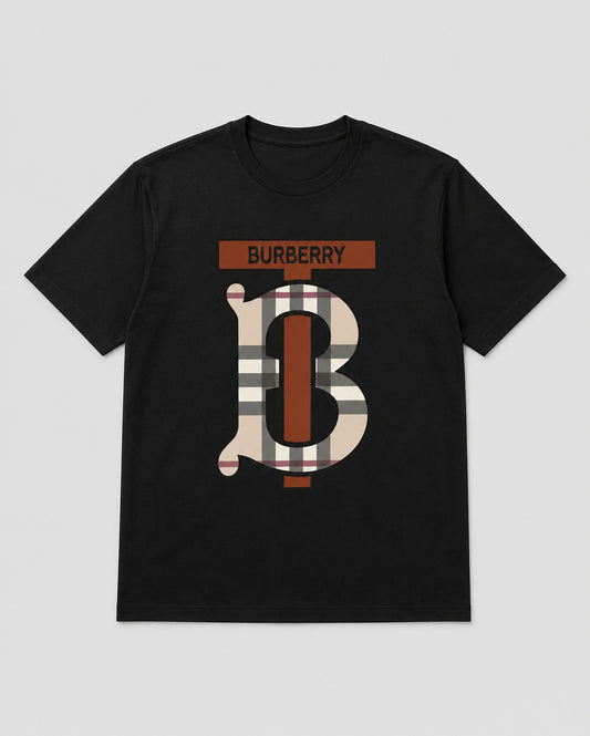 Burberry Monogram Check Logo Black Graphic T-Shirt
