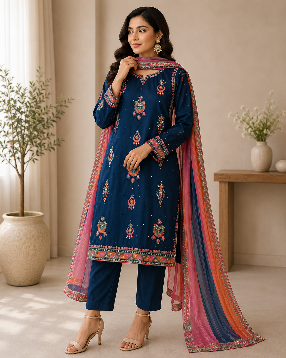 Midnight Blue Embroidered Suit