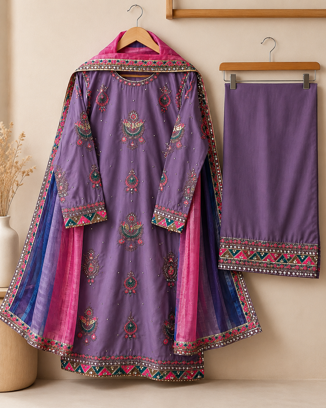 Royal Lavender Embroidered Suit