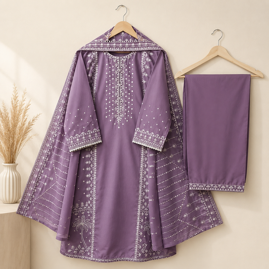 Luxury Lilac Embroidered Suit