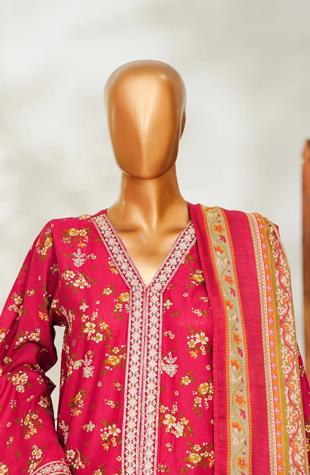 Bin saeed Embroidered Lawn Suit with Printed Dupatta and Trouser