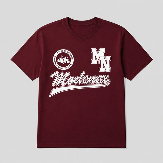 Modenex MN Maroon Typography Graphic T-Shirt