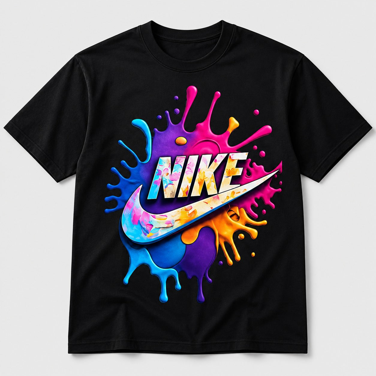 Color Splash Inspired Graphic Black T-Shirt