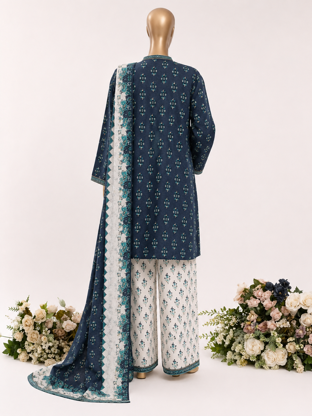 STITCHED PRINTED LAWN 3 PC NEW FARSHI SHALWAR ARTICLE