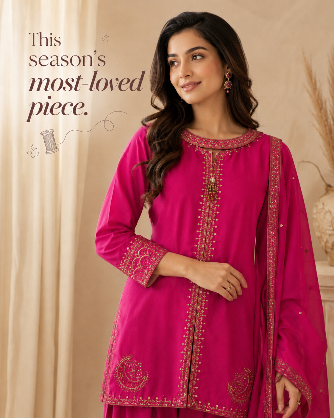 Luxury pink  Embroidere Suit with Dupatta – Women's Dress